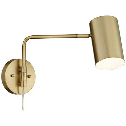 360 Lighting Patt Brushed Brass Swing Arm Plug-In Wall Lamps Set of 2 360 Lighting