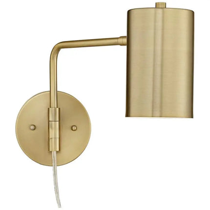 360 Lighting Patt Brushed Brass Swing Arm Plug-In Wall Lamps Set of 2 360 Lighting