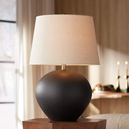 360 Lighting Paulo 24 1/2" High Matte Black Ceramic Pot Table Lamp 360 Lightning