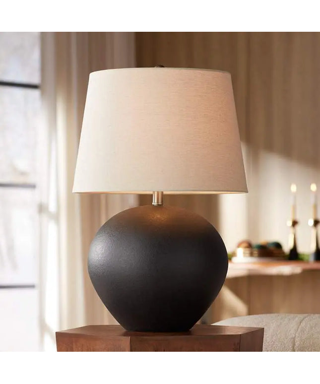360 Lighting Paulo 24 1/2" High Matte Black Ceramic Pot Table Lamp 360 Lightning