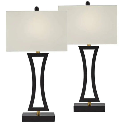 360 Lighting Roxie 31" Black Metal USB Table Lamps Set of 2 360 Lightning