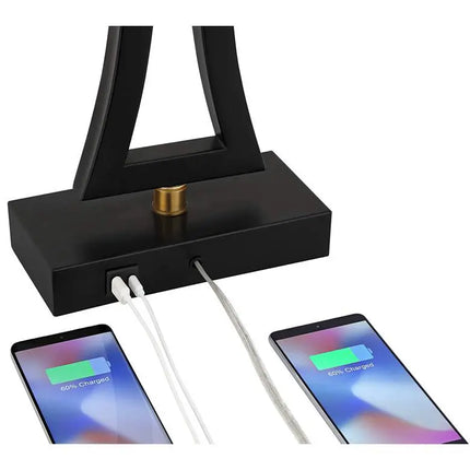 360 Lighting Roxie 31" Black Metal USB Table Lamps Set of 2 360 Lightning