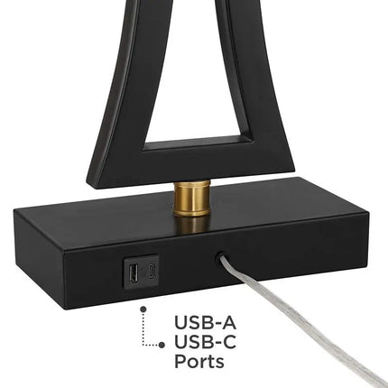 360 Lighting Roxie 31" Black Metal USB Table Lamps Set of 2 360 Lightning