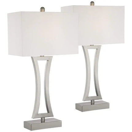 360 Lighting Roxie 31" High Brushed Nickel Metal Table Lamps Set of 2 360 Lightning