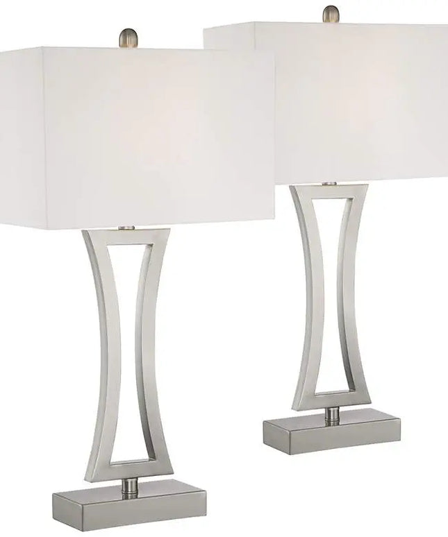360 Lighting Roxie 31" High Brushed Nickel Metal Table Lamps Set of 2 360 Lightning