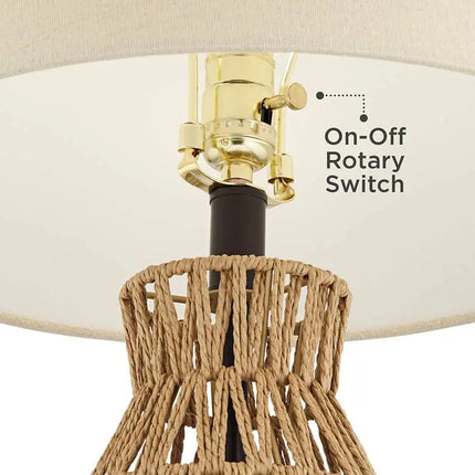360 Lighting San Carlos 27" Rattan Wicker Table Lamps Set of 2 360 Lightning
