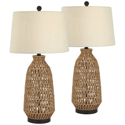 360 Lighting San Carlos 29" Rattan Wicker Table Lamps Set of 2 360 Lightning