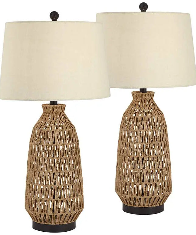360 Lighting San Carlos 29" Rattan Wicker Table Lamps Set of 2 360 Lightning