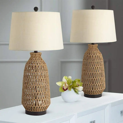 360 Lighting San Carlos 29" Rattan Wicker Table Lamps Set of 2 360 Lightning
