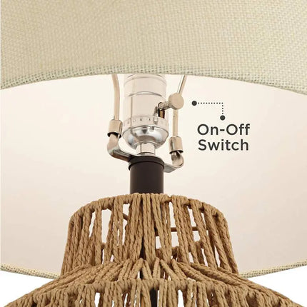 360 Lighting San Marcos 27" Natural Wicker Metal Table Lamps Set of 2 360 Lightning