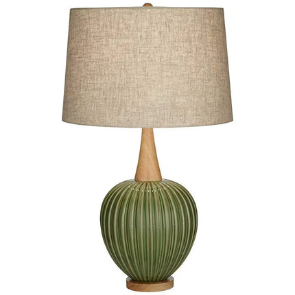 360 Lighting Sevilla 29" Modern Ribbed Gourd Green Ceramic Table Lamp 360 Lightning