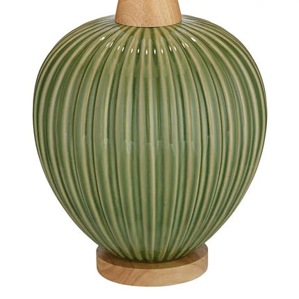 360 Lighting Sevilla 29" Modern Ribbed Gourd Green Ceramic Table Lamp 360 Lightning