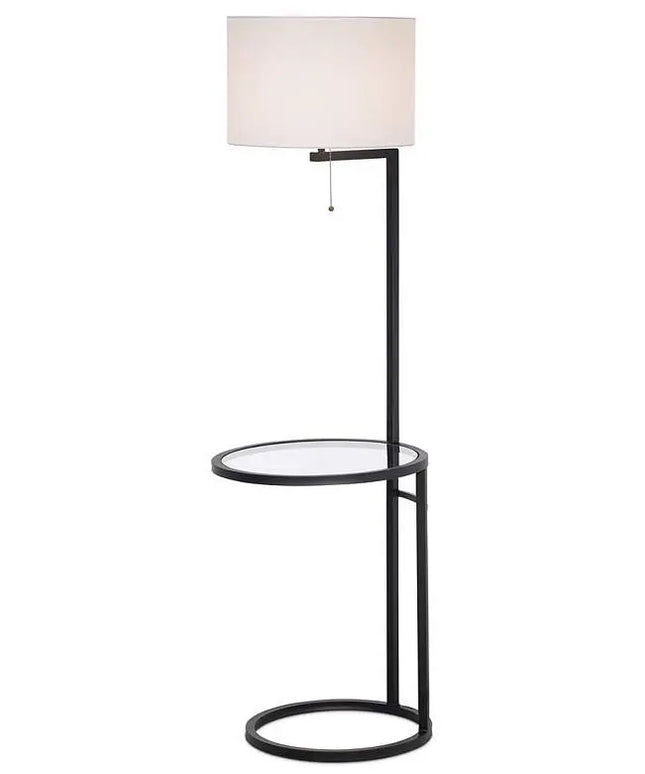 360 Lighting Space Saver 62" High Glass Tray Table Floor Lamp 360 Lightning