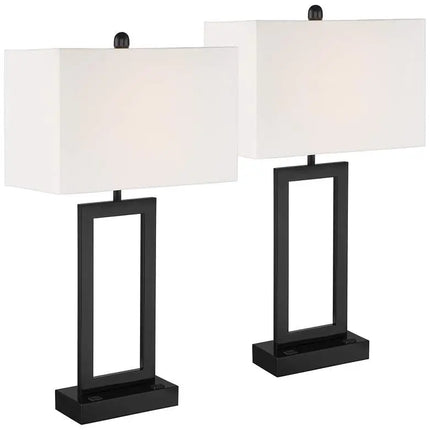 360 Lighting Todd 30" Open Base USB and Outlet Table Lamps Set of 2 360 Lightning