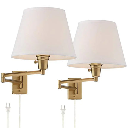 360 Lighting Valentine Warm Gold Swing Arm Plug-In Wall Lamps Set of 2 360 Lighting