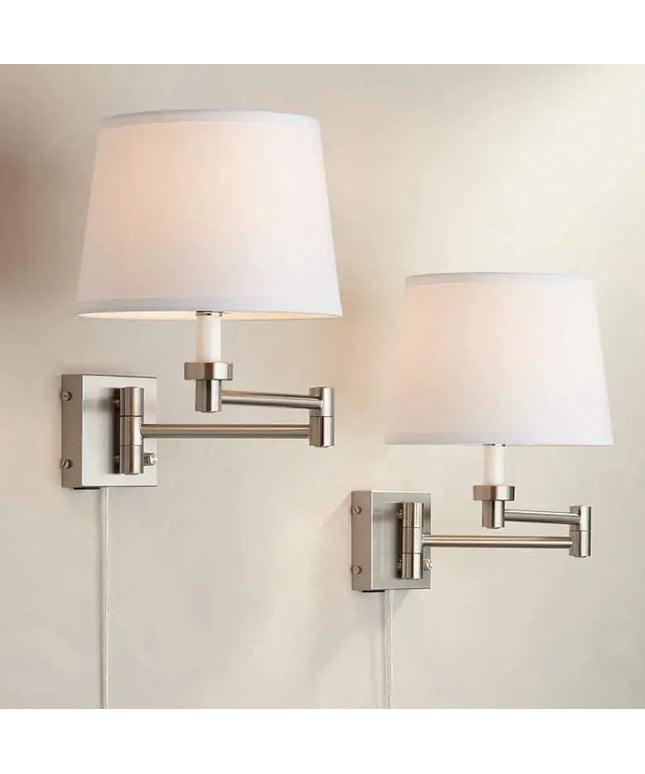 360 Lighting Vero Nickel Swing Arm Plug-In USB Wall Lamps Set of 2 360 Lightning