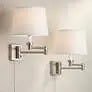 360 Lighting Vero Nickel Swing Arm Plug-In USB Wall Lamps Set of 2 360 Lightning