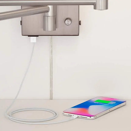 360 Lighting Vero Nickel Swing Arm Plug-In USB Wall Lamps Set of 2 360 Lightning