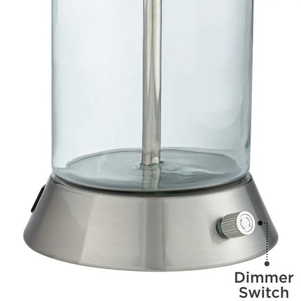 360 Lighting Watkin LED Glass Column USB and Outlet Table Lamps Set of 2 360 Lightning