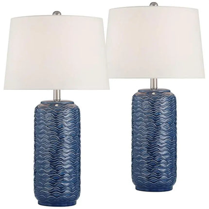 360 Lighting Waves 26 1/2" High Blue Ceramic Table Lamps Set of 2 360 Lightning