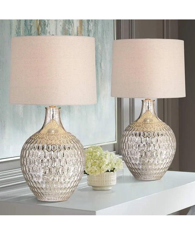 360 Lighting Waylon 28" Modern Luxe Mercury Glass Table Lamps Set of 2 360 Lightning
