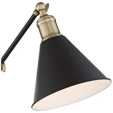360 Lighting Wray Black and Antique Brass Plug-In Wall Lamps Set of 2 360 Lighting