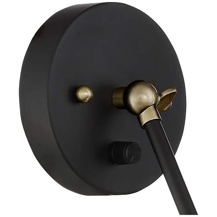 360 Lighting Wray Black and Antique Brass Plug-In Wall Lamps Set of 2 360 Lighting