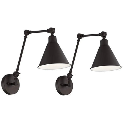 360 Lighting Wray Bronze Metal Finish Hardwire Wall Lamps Set of 2