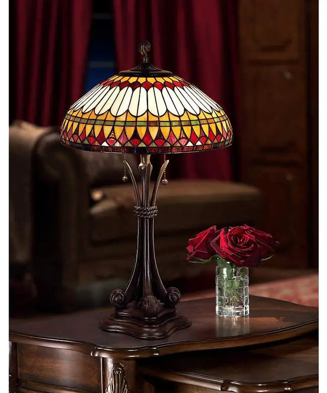 Quoizel Western Place 26 1/2" Bronze Tiffany-Style Glass Table Lamp Quoizel