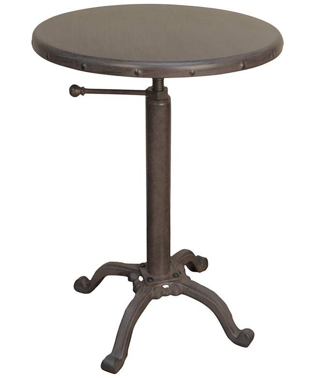 Addison 18" Wide Industrial Iron Round Adjustable Accent Table