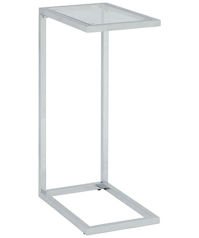 Aggie 16" Wide Glass Top and Chrome Modern Computer Tray Table