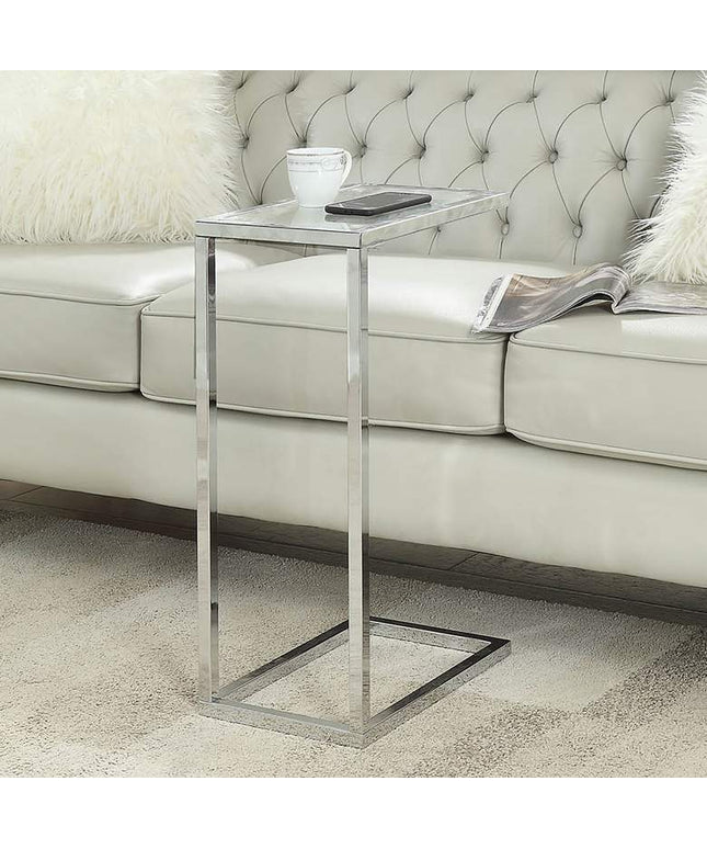 Aggie 16" Wide Glass Top and Chrome Modern Computer Tray Table