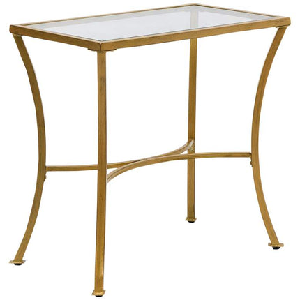 Alana 24" Wide Clear Glass Antique Gold Metal Accent Table