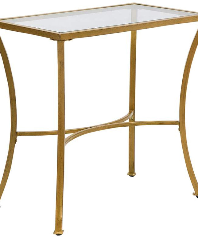 Alana 24" Wide Clear Glass Antique Gold Metal Accent Table