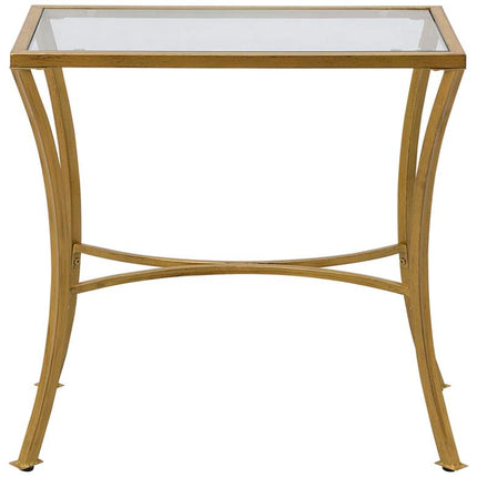 Alana 24" Wide Clear Glass Antique Gold Metal Accent Table
