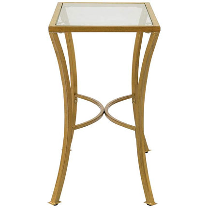 Alana 24" Wide Clear Glass Antique Gold Metal Accent Table