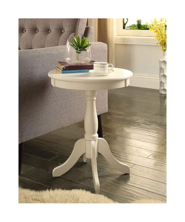 Alger 18" Wide White Round Traditional Pedestal Wood Side Table