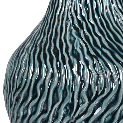 Almera Distressed Dark Teal Glaze Ceramic Bottles Set of 2 Uttermost