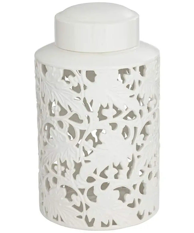 Angelique 15 3/4" High White Ceramic Jar with Lid Barnes and Ivy
