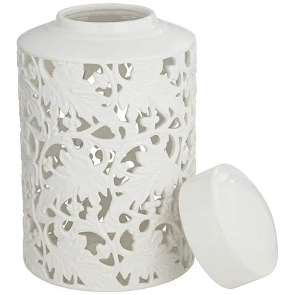 Angelique 15 3/4" High White Ceramic Jar with Lid Barnes and Ivy