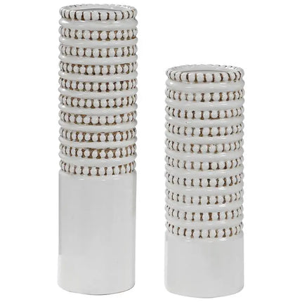 Angelou White Ceramic Vase Set of 2 Uttermost