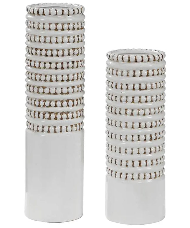 Angelou White Ceramic Vase Set of 2 Uttermost