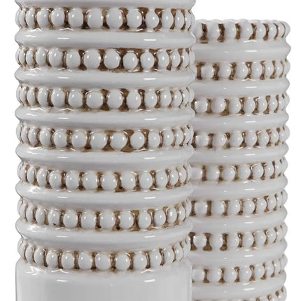 Angelou White Ceramic Vase Set of 2 Uttermost