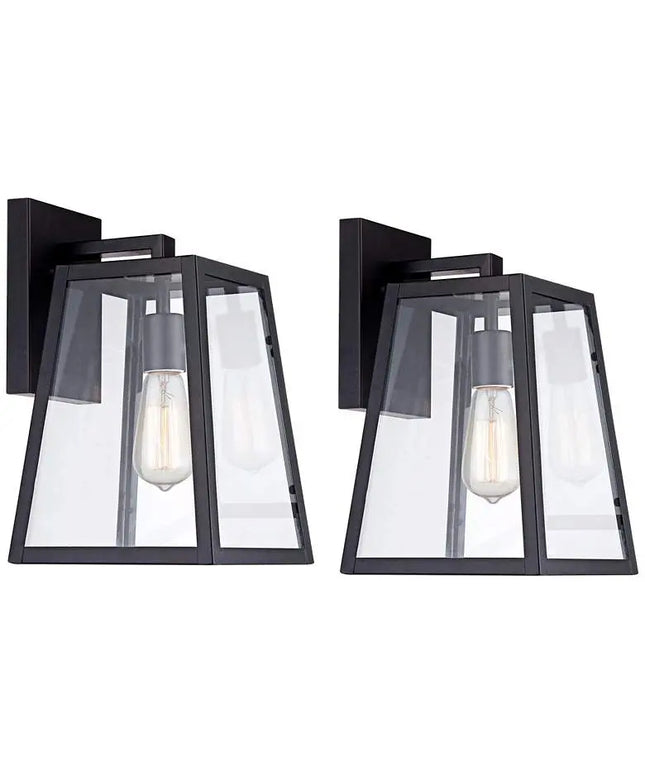Arrington 13" High Glass and Mystic Black Wall Sconce Set of 2 John Timberland