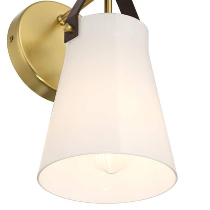 Ashley 10 1/2" High Antique Brass and Leather Wall Sconce Set of 2