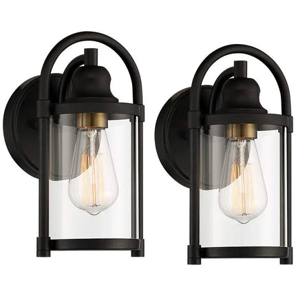 Avani 10 1/4" High Black and Brass Wall Sconce Set of 2 John Timberland