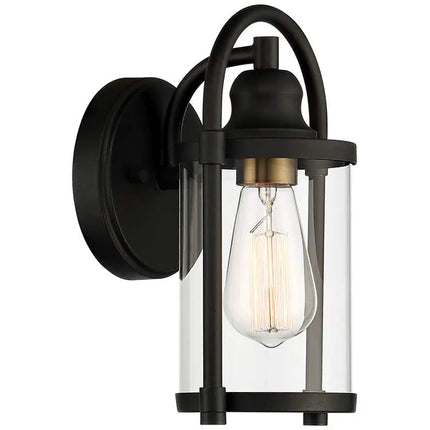 Avani 10 1/4" High Black and Brass Wall Sconce Set of 2 John Timberland