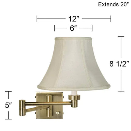 Barnes and Ivy Creme Bell Shade Antique Brass Swing Arm Wall Lamps Set of 2 Barnes and Ivy
