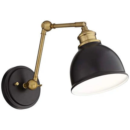 Barnes and Ivy Sania Black and Antique Brass Swing Arm Wall Lamps Set of 2 Barnes and Ivy