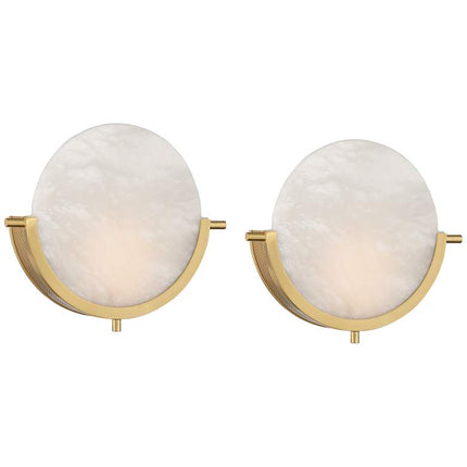 Barranco 9 1/2" High Warm Gold Alabaster LED Wall Sconce Set of 2